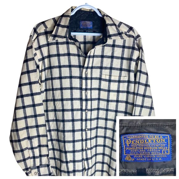 Pendleton Virgin Wool Board Shirt Set of 2 Plaid Long Sleeve Button Up Men’s L U - Picture 5 of 8
